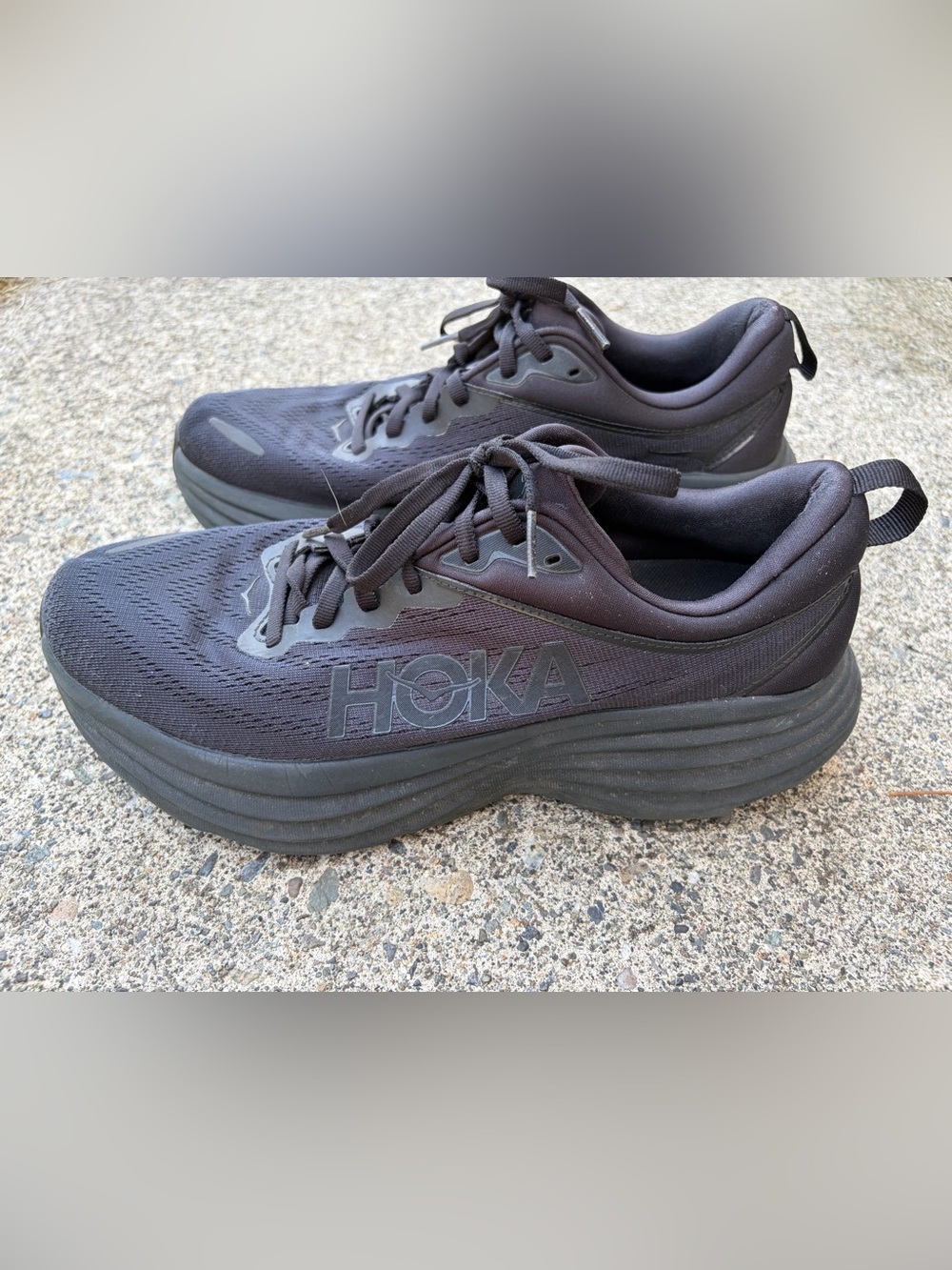 Hoka All-Black Platform Athletic Sneakers